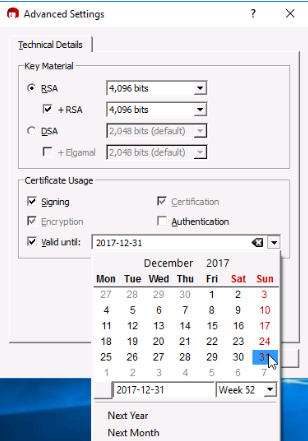 Advance settings Kleopatra