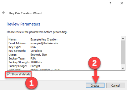 Create key Kleopatra